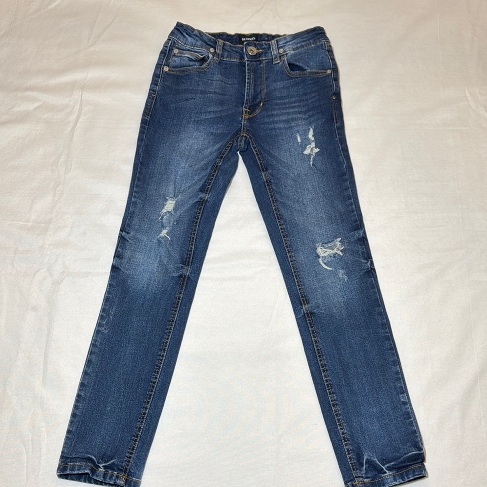 Stylish Distressed Hudson Boys Blue Jeans Adjustable waistband sz 12